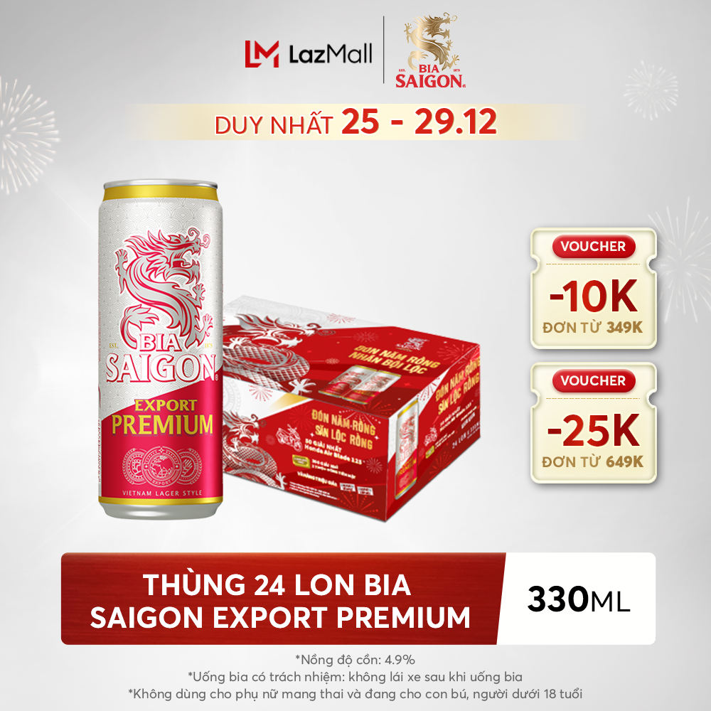 Thùng 24 lon Bia Saigon Export Premium 330ml lon Bia Nội Địa