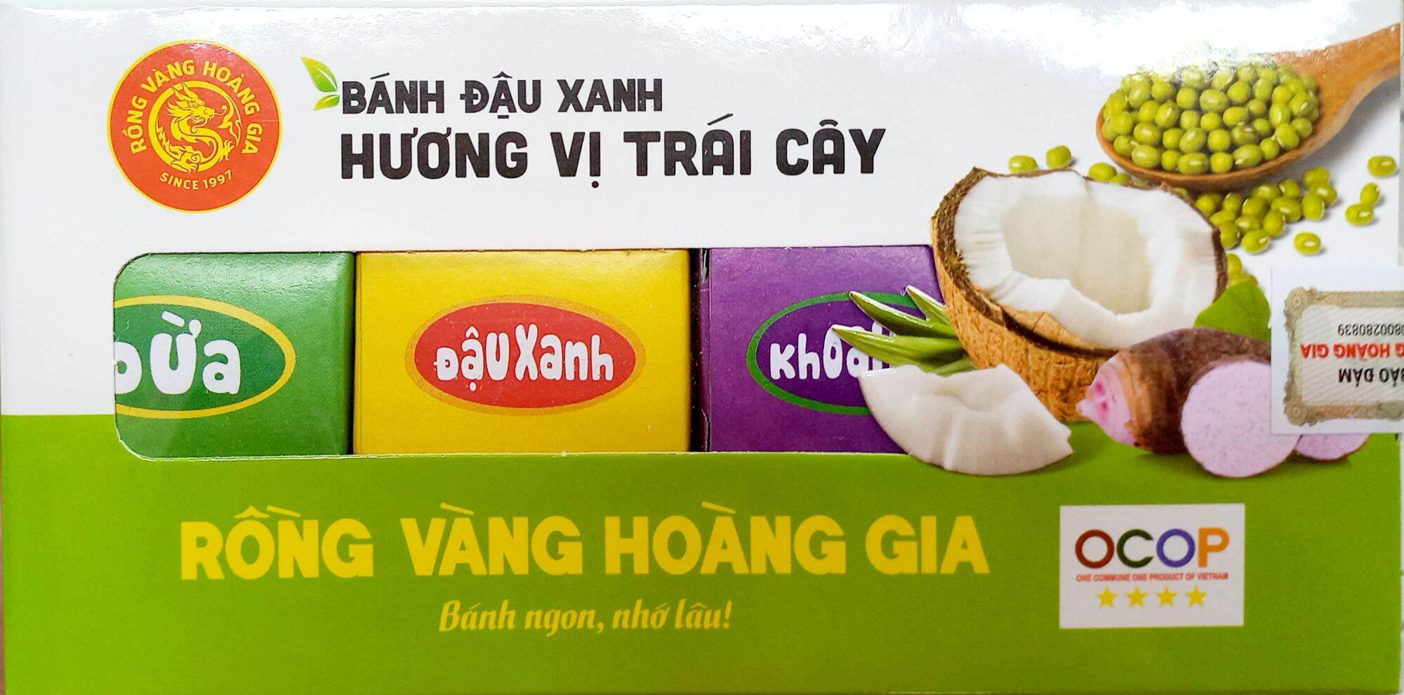 Bánh đậu xanh Rồng Vàng Hoàng Gia vị Trái cây 200g 24 cái Lazada vn