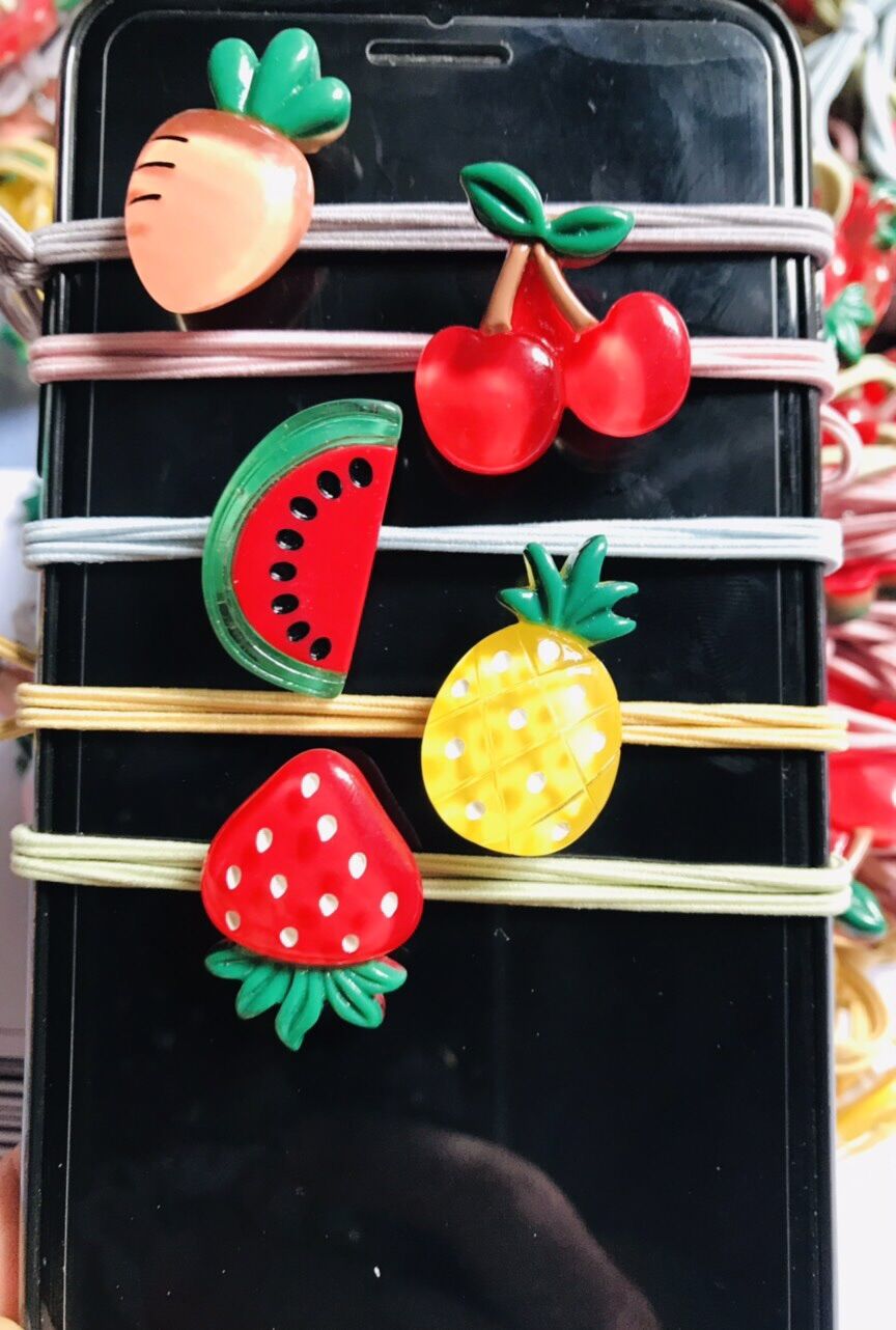 🍓Set 10 Dây cột Tóc Hình trái Cây Lớn, Bóng, Xinh (Hình thật)