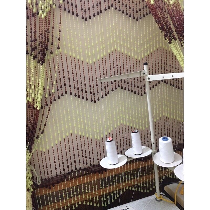 [Hàng có sẵn]-Rèm hạt nhựa màu nâu kem nhiều kích thước