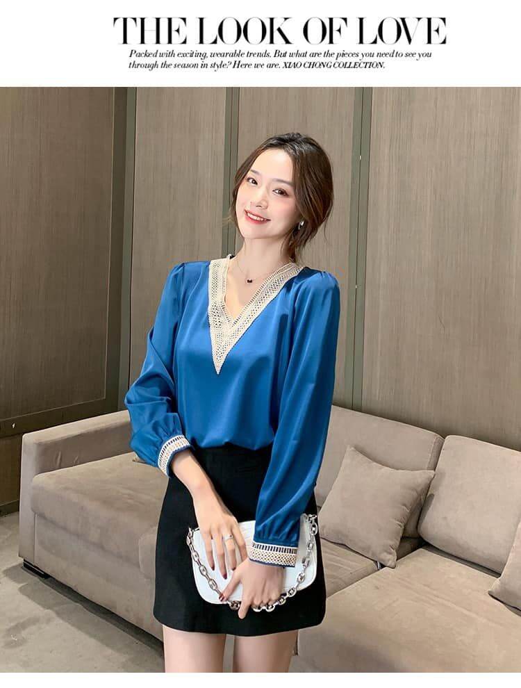 Áo kiểu nữ tay dài phối ren