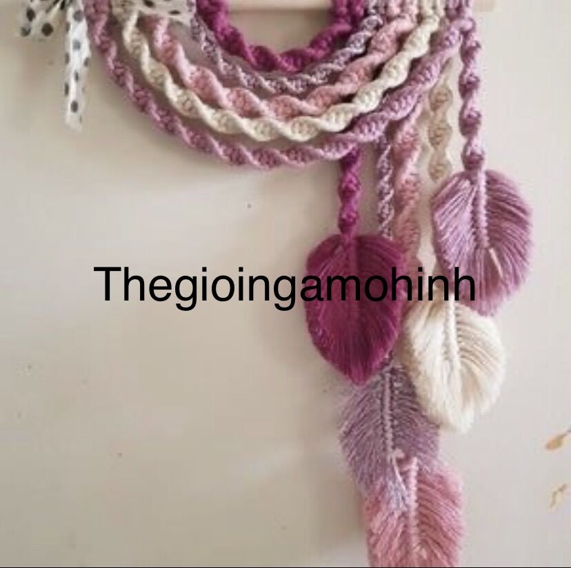 Cành treo macrame chiếc lá trang trí, decor không gian sống