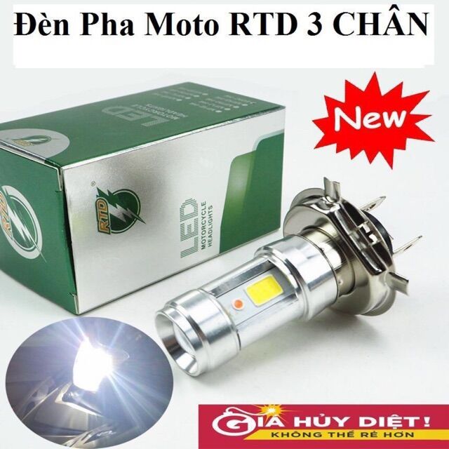 Đèn pha led 3 tim h4 siêu sáng cho xe máy