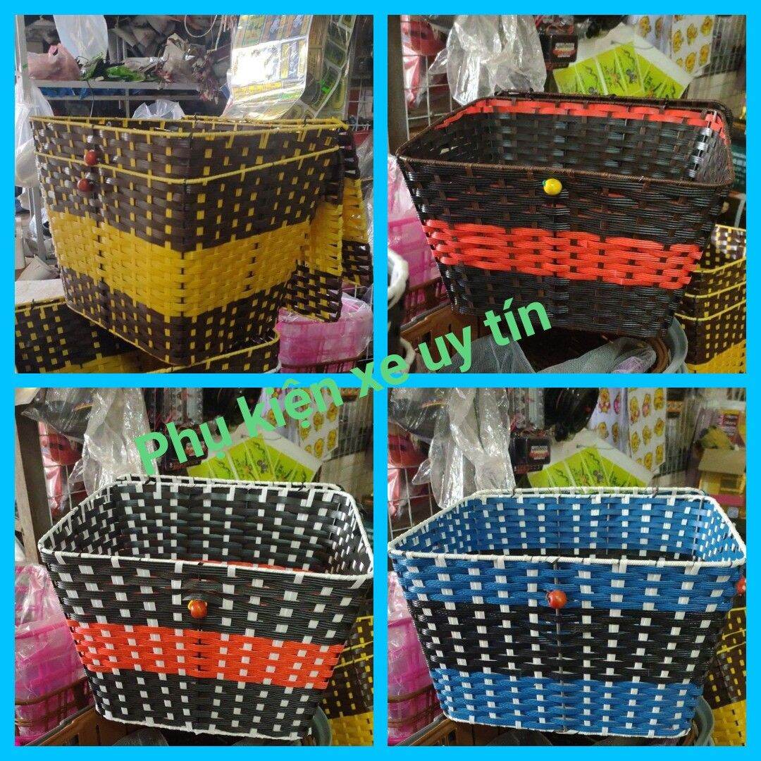 Giỏ Nhựa Giả mây xe Điện ( tặng kèm dây rút buộc giỏ )