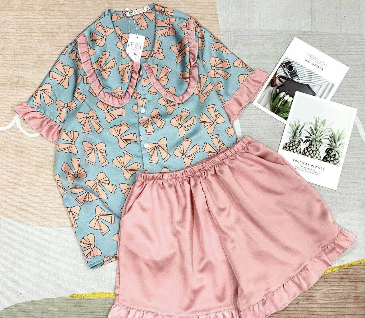Bộ pjzama đùi lụa satin