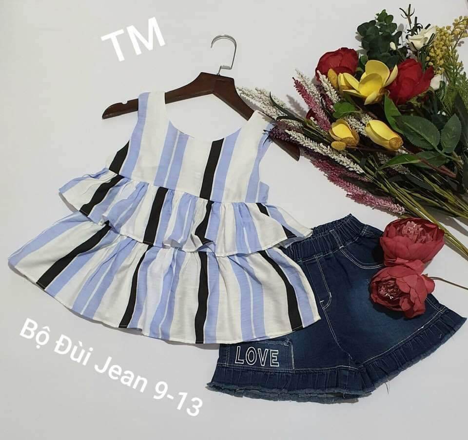 Sét áo xòe quần jean cho bé gái size đại