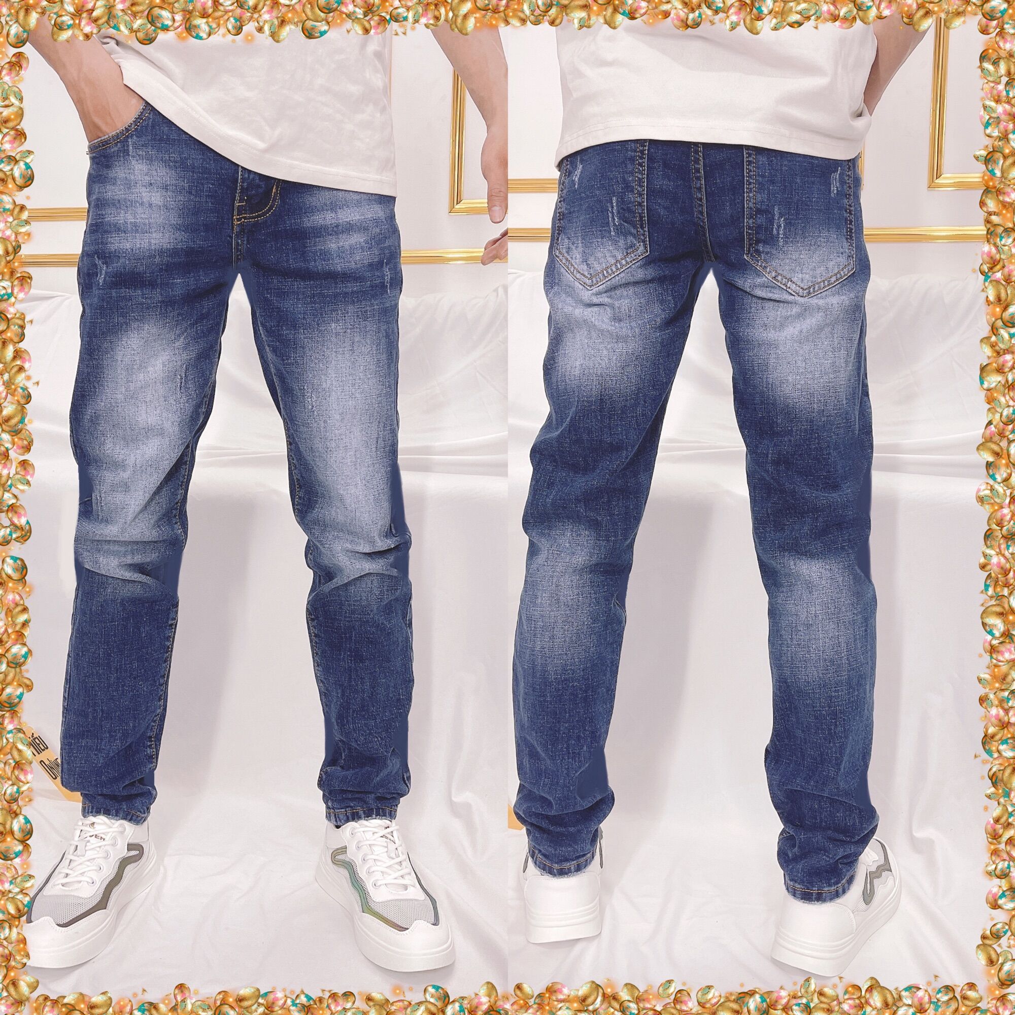 Quần jeans,quần bò mềm co giãn côn vừa
