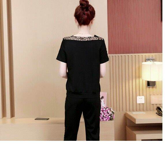 Sét đồ bộ nữ phối viền da beo thun cotton 100% cao cấp