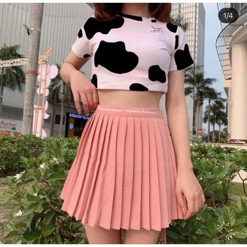 Áo croptop tay ngắn bò sữa 3 màu