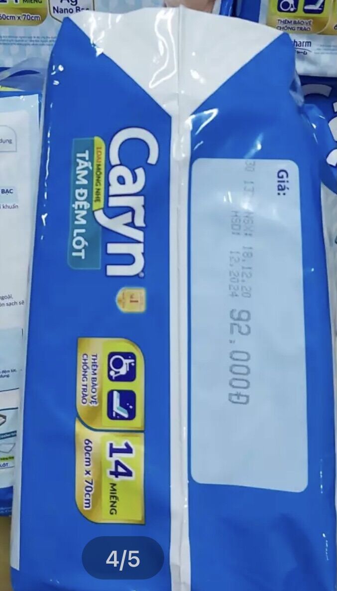 Tấm đệm lót caryn cỡ lớn XL14 (60cmx70cm)