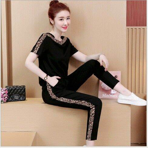 Sét đồ bộ nữ phối viền da beo thun cotton 100% cao cấp