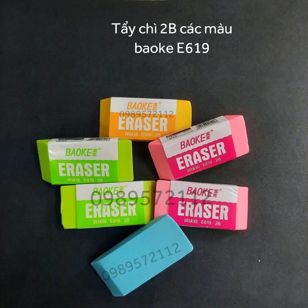 Tẩy chì baoke E619,gôm tẩy nhiều màu.