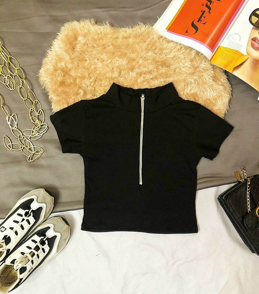ÁO KIỂU CROPTOP DÂY KÉO