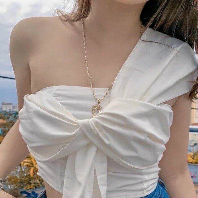 ÁO KIỂU BUỘC NƠ LỆCH VAI