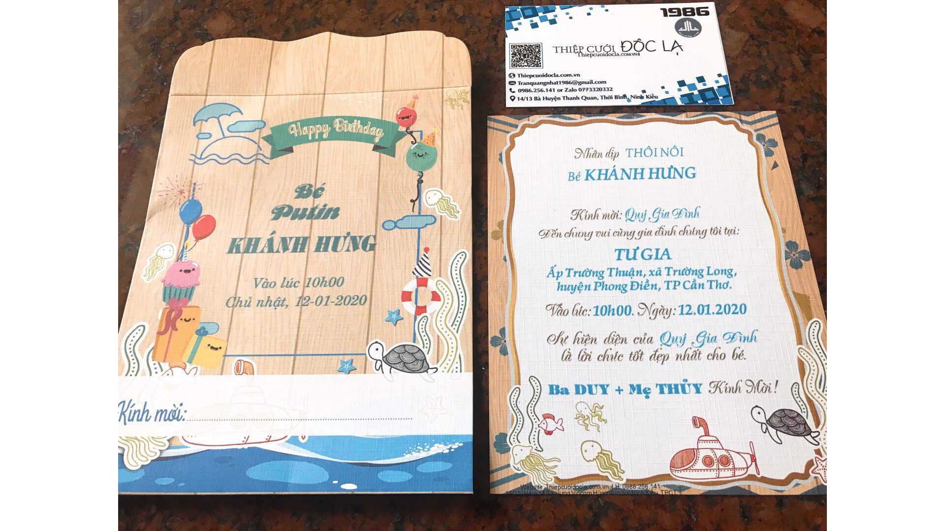 Thiệp Thôi nôi, Sinh nhật, Đầy tháng 64 gỗ