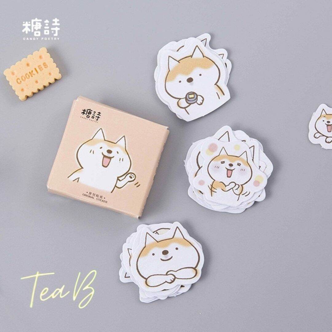 Bộ 45 sticker (nhãn dán) hình chú chó siêu dễ thương trang trí nhật kí/scrapbook độc đáo (Tea.B/ST06)