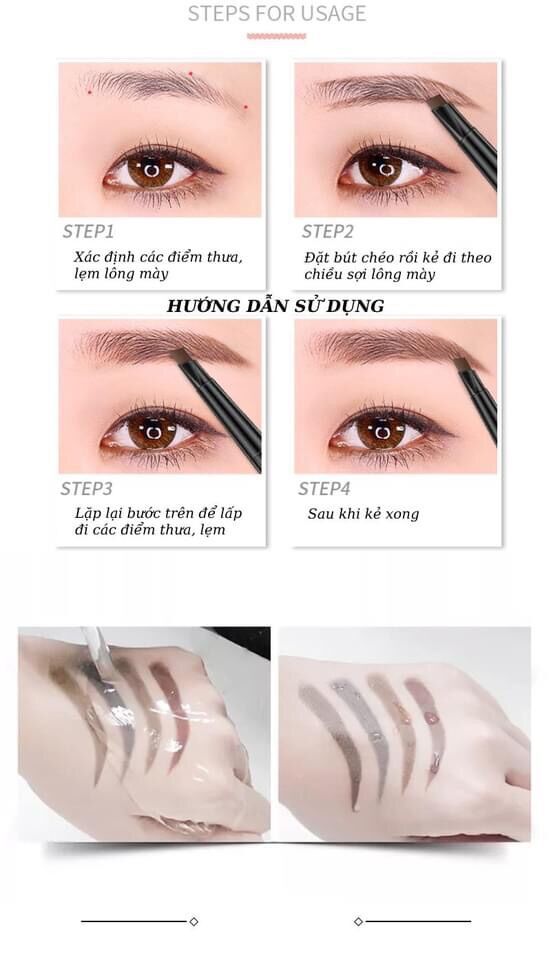 Bút chì kẻ mày phẩy sợi 4D không trôi nước