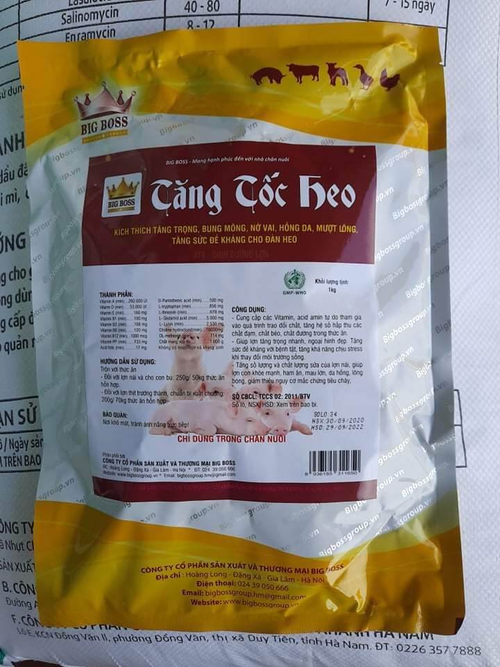 ( hàng chuẩn ) TĂNG TỐC HEO LỚN NHANH, BUNG MÔNG NỞ VAI 1kg/gói