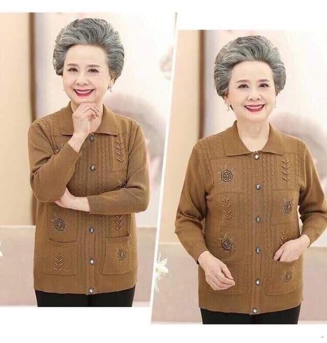 [HCM]Áo khoác len trung niên hoa nổi(size 45-73kg