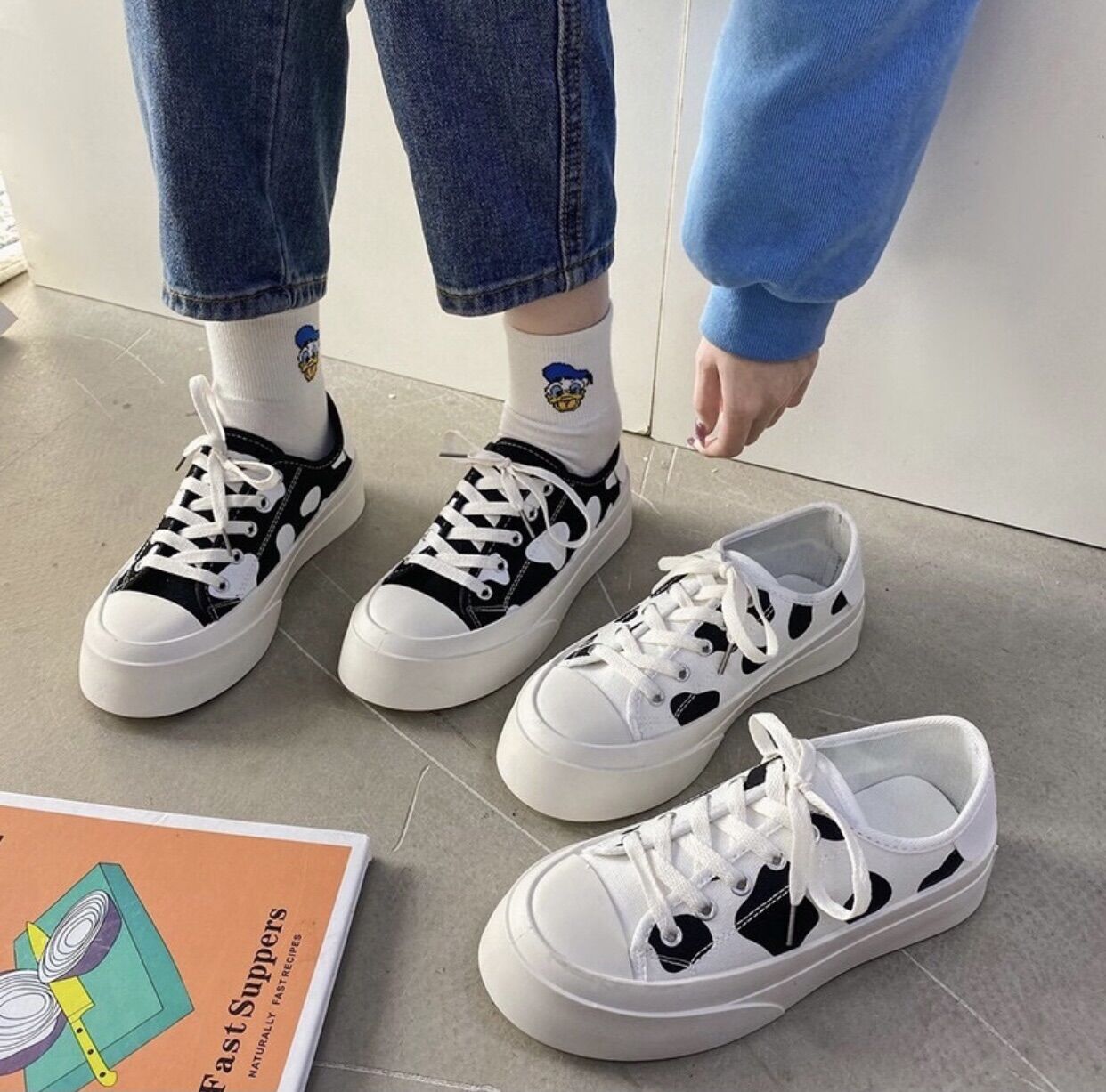 Giày sneaker bò sữa độn đế siêu hot
