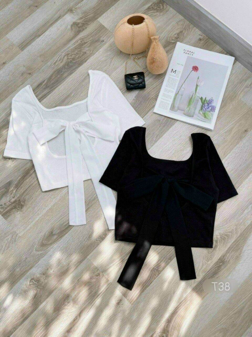 [HCM]ÁO THUN CROPTOP CỘT NƠ LƯNG