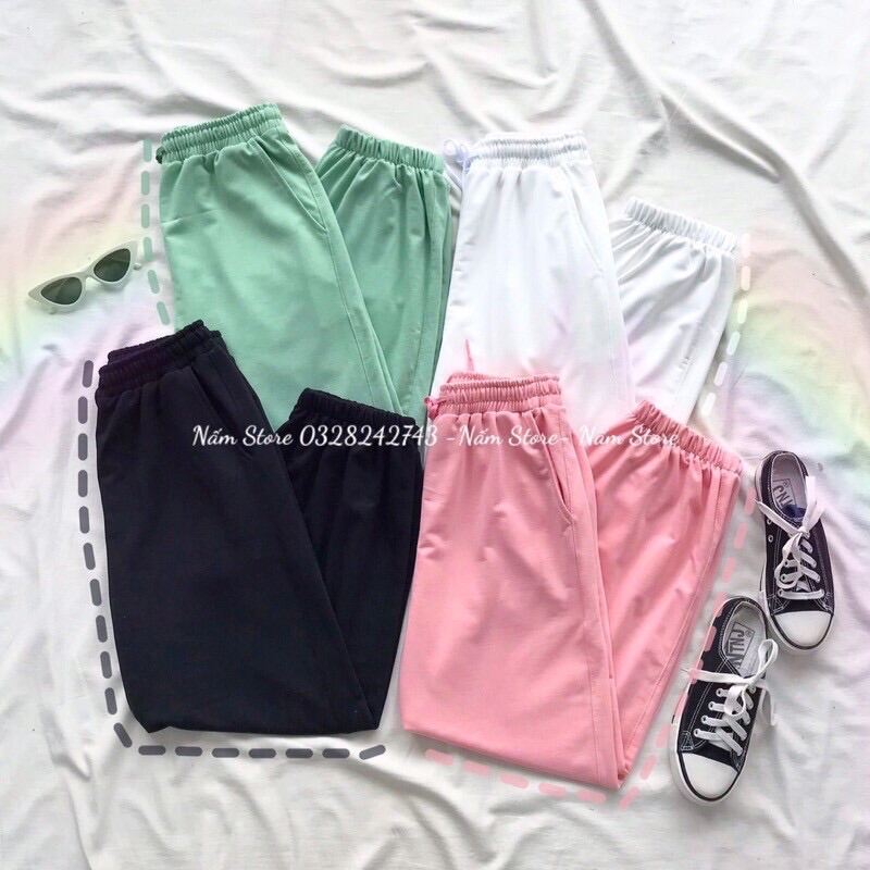 (Ảnh thật) Quần jogger trơn dài ống rộng - quần ống suông dây rút unisex nam nữ - Quần trơn dài ống bo thể thao