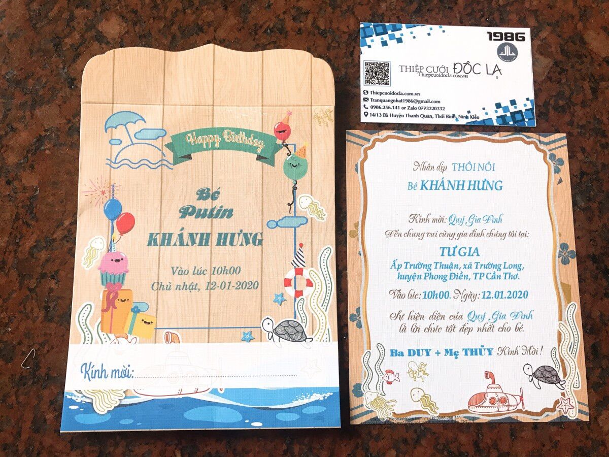 Thiệp Thôi nôi, Sinh nhật, Đầy tháng 64 gỗ