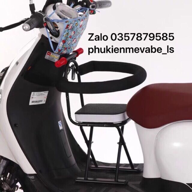 Ghế ngồi xe máy điện chân chữ X, có vòng cho bé