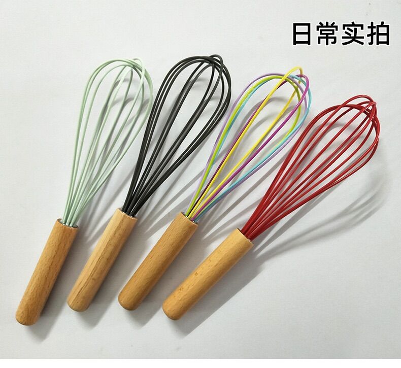 Phới đánh trứng tay gỗ nhiều màu