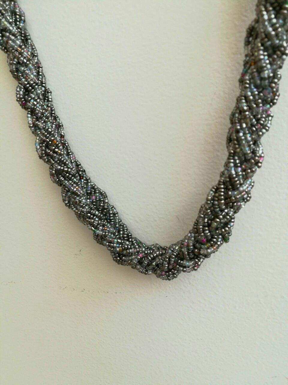 Vòng cổ cườm hạt thời trang, vòng cổ chuỗi tết đan nhiều lớp phụ kiện trang sức cho phái đẹp