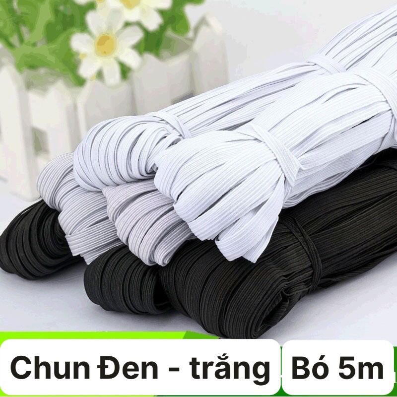 Bó 5 mét chun đen - trắng xỏ quần