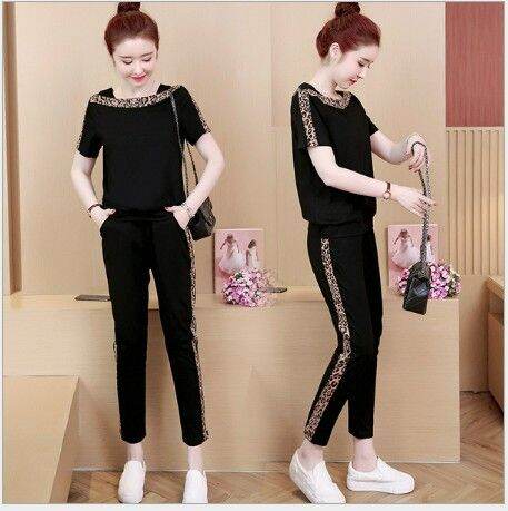 Sét đồ bộ nữ phối viền da beo thun cotton 100% cao cấp