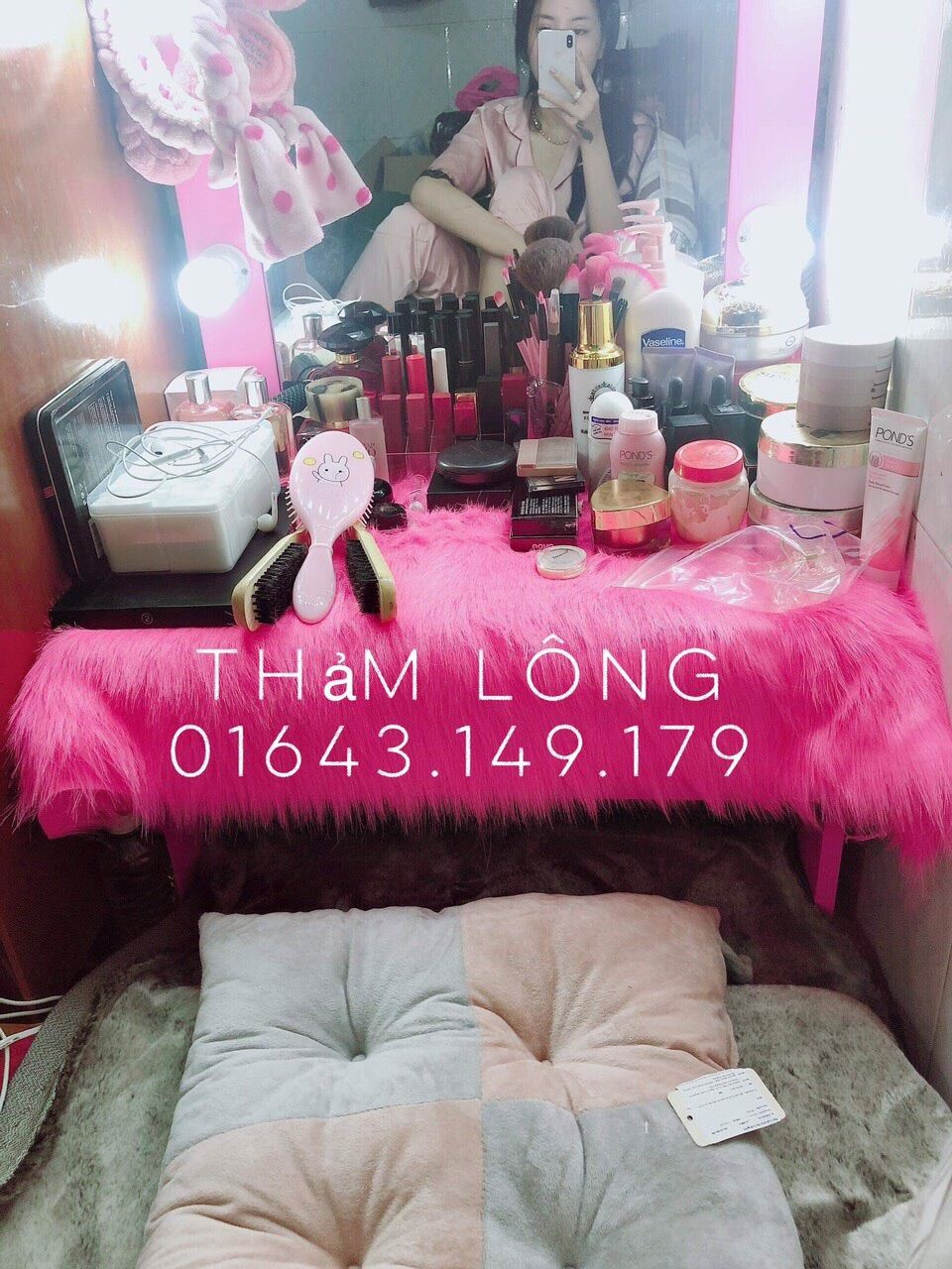 Thảm trải bàn màu hồng 50cm x 1m2