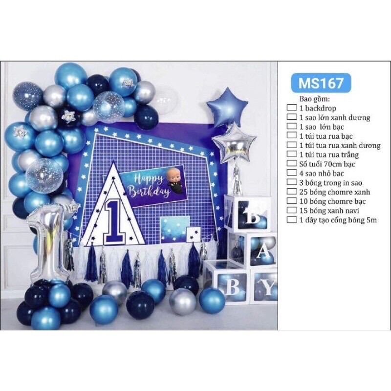 [HCM]Set Bộ Backrop Baby Boss Nhóc Trùm Thiết kế  Tên Bé