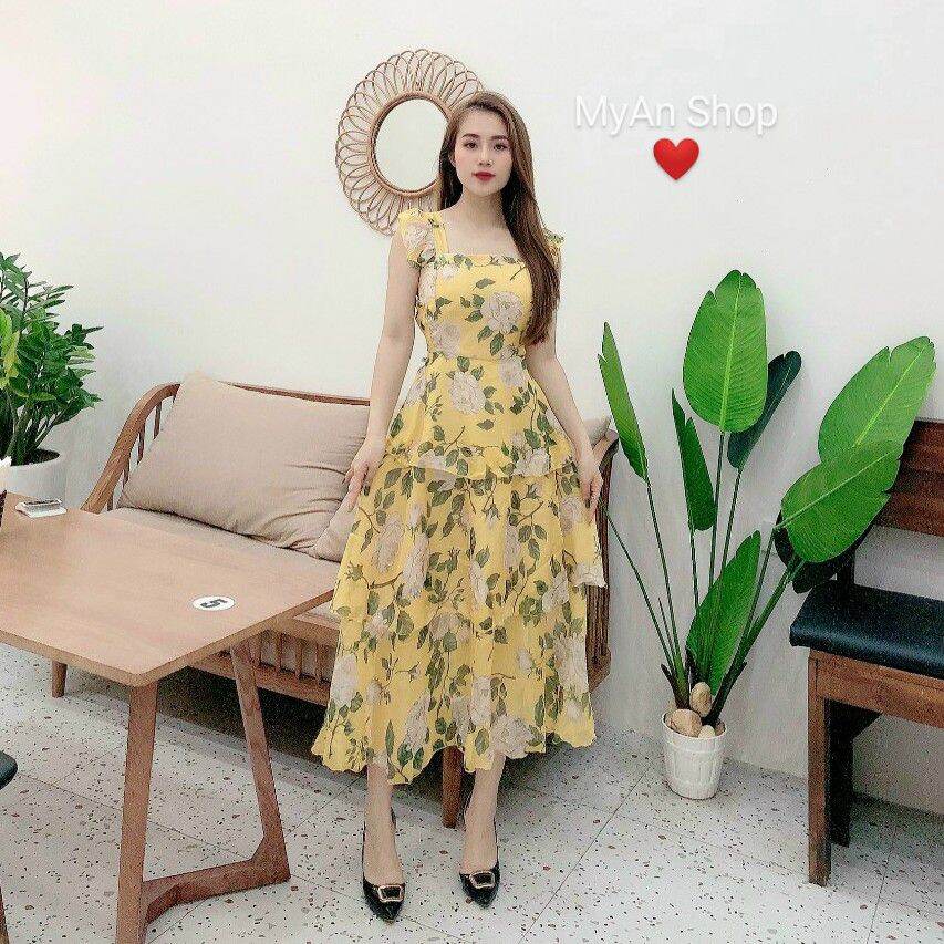 🌈 VÁY TƠ MAXI HOA 3 TẦNG ĐỆM NGỰC🍃