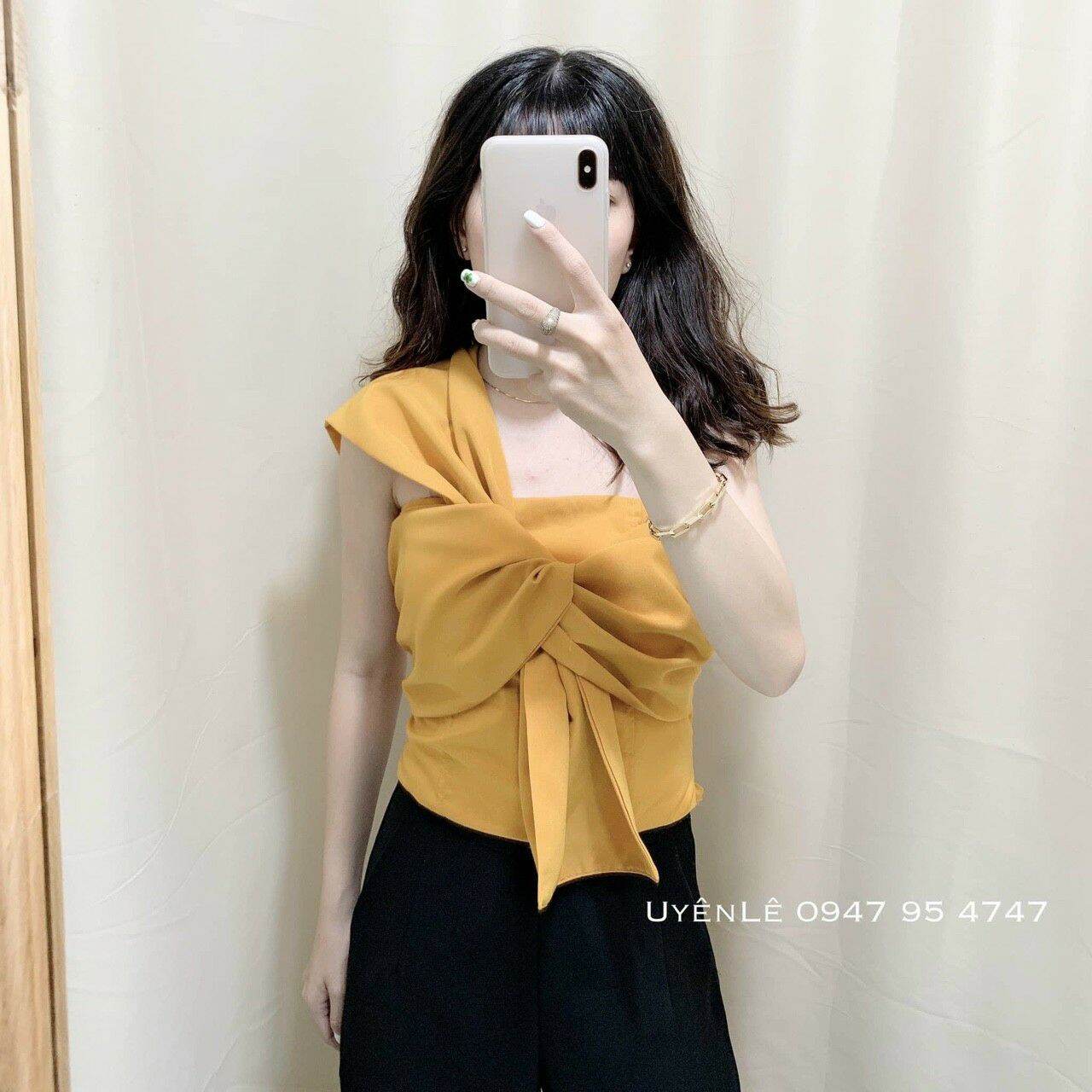 ÁO KIỂU BUỘC NƠ LỆCH VAI