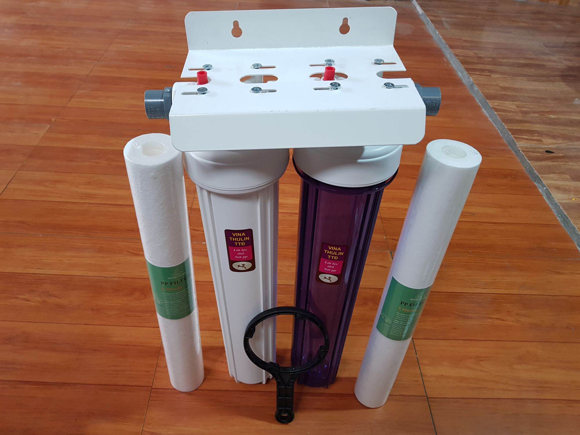 Bộ 2 cốc lọc 20inch VINATHULIN màu xanh/trắng/trong đã lắp hoàn chỉnh kèm lõi lọc
