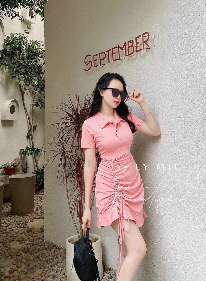[HCM]Đầm body rút eo đuôi cá cổ sơ mi siêu xinh
