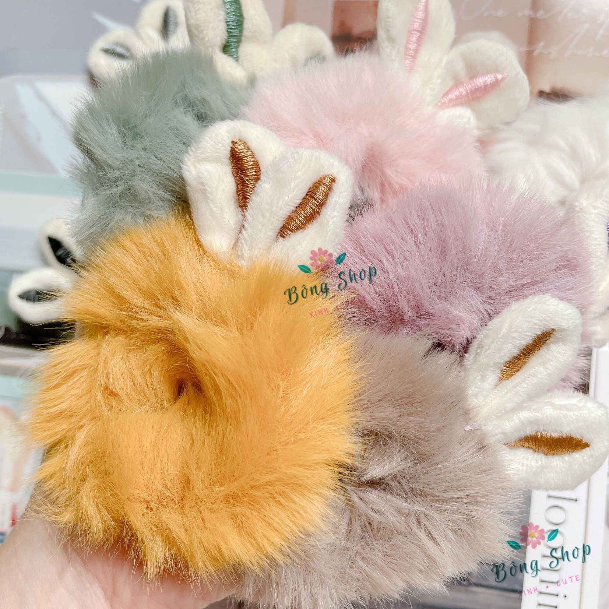 Dây cột tóc lông thỏ mềm mịn cute đáng yêu