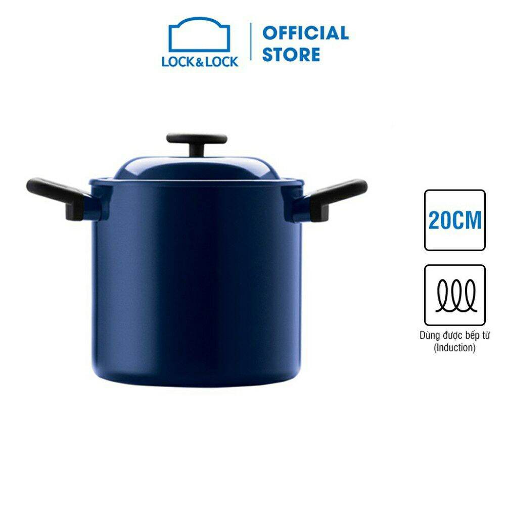 Nồi decor lock&lock 20cm 2 tay cầm thành cao lde1204ih màu navy