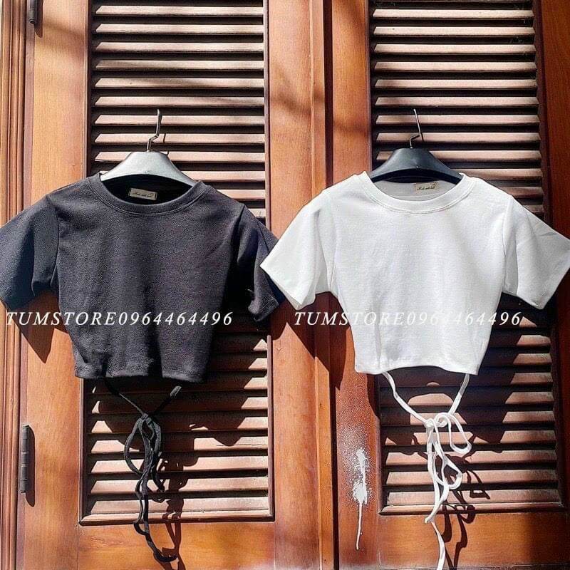 [HCM]ÁO CROPTOP DÂY QUẤN EO