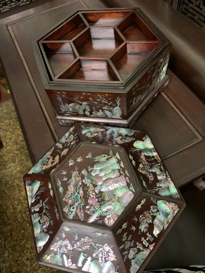 Hộp gỗ đựng bánh kẹo ( tráp lục lăng)