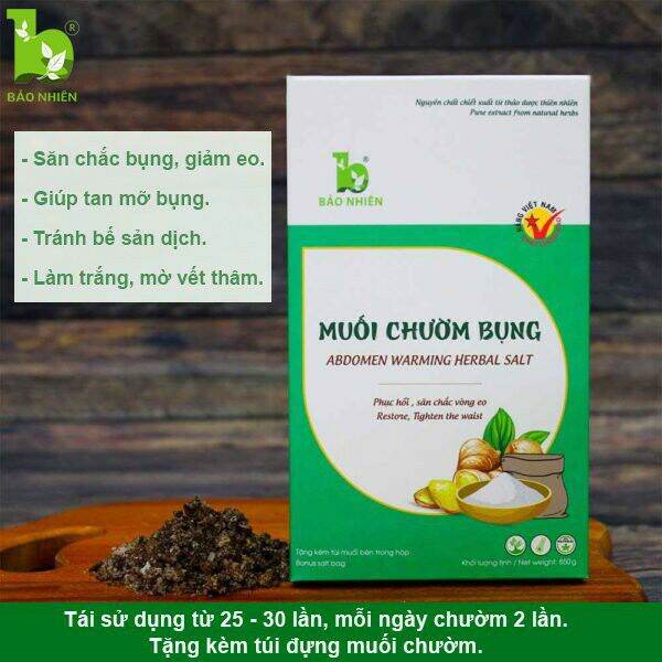 [850Gr] Muối Chườm Bụng Bảo Nhiên - Giảm Mỡ Giảm Eo Cho Mẹ Sau Sinh - Kèm Đai Vải(Việt Nam)