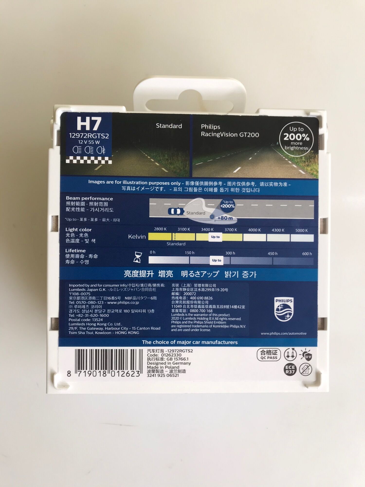 ( H7 ) Bóng đèn Halogen tăng sáng 200% - ( H7 ) RacingVision GT200