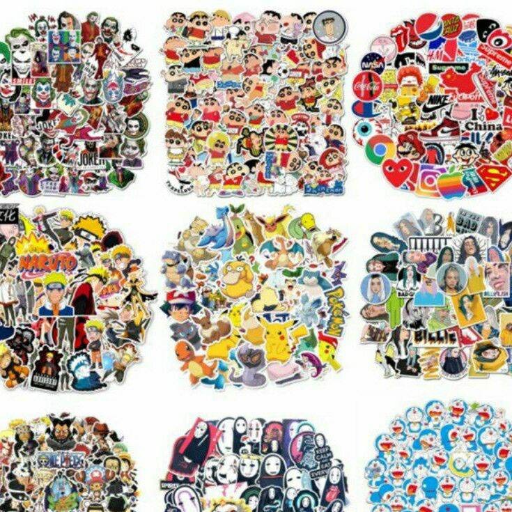12 miếng Sticker dán nón bảo hiểm,vali chất liệu chống thấm nước kích thước lớn từ 7 -8cm
