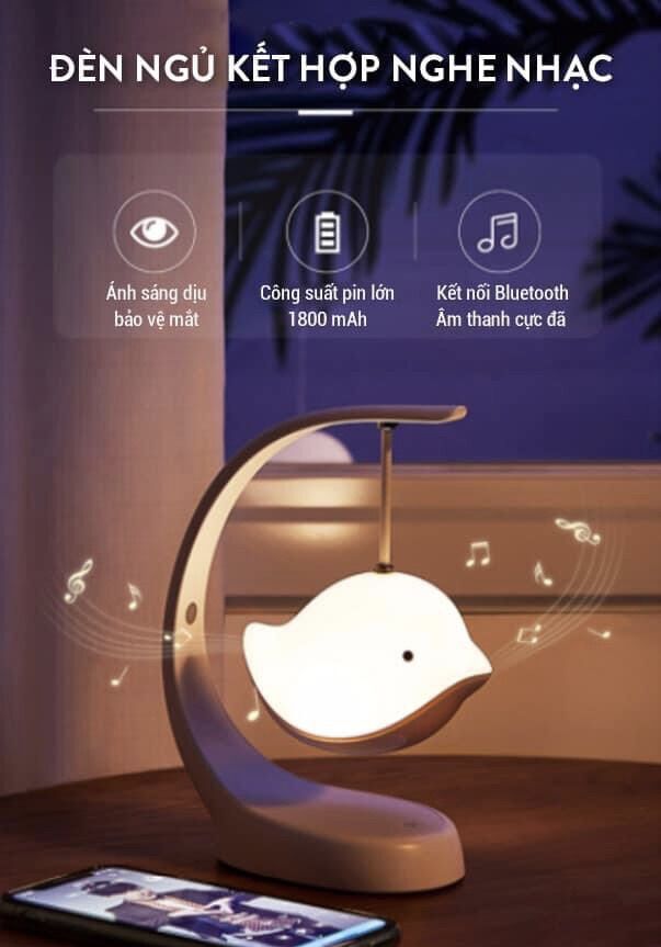 Loa bluetooth kiêm đèn ngủ chim bay đèn có 7 màu