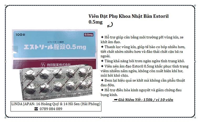 Viên Đặt Phụ Khoa Nhật Estoril O5G (Hộp 10 Vỉ)