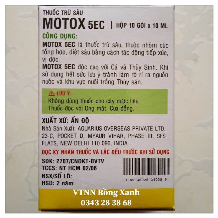 10 gói thuốc trừ sâu MOTOX 5EC