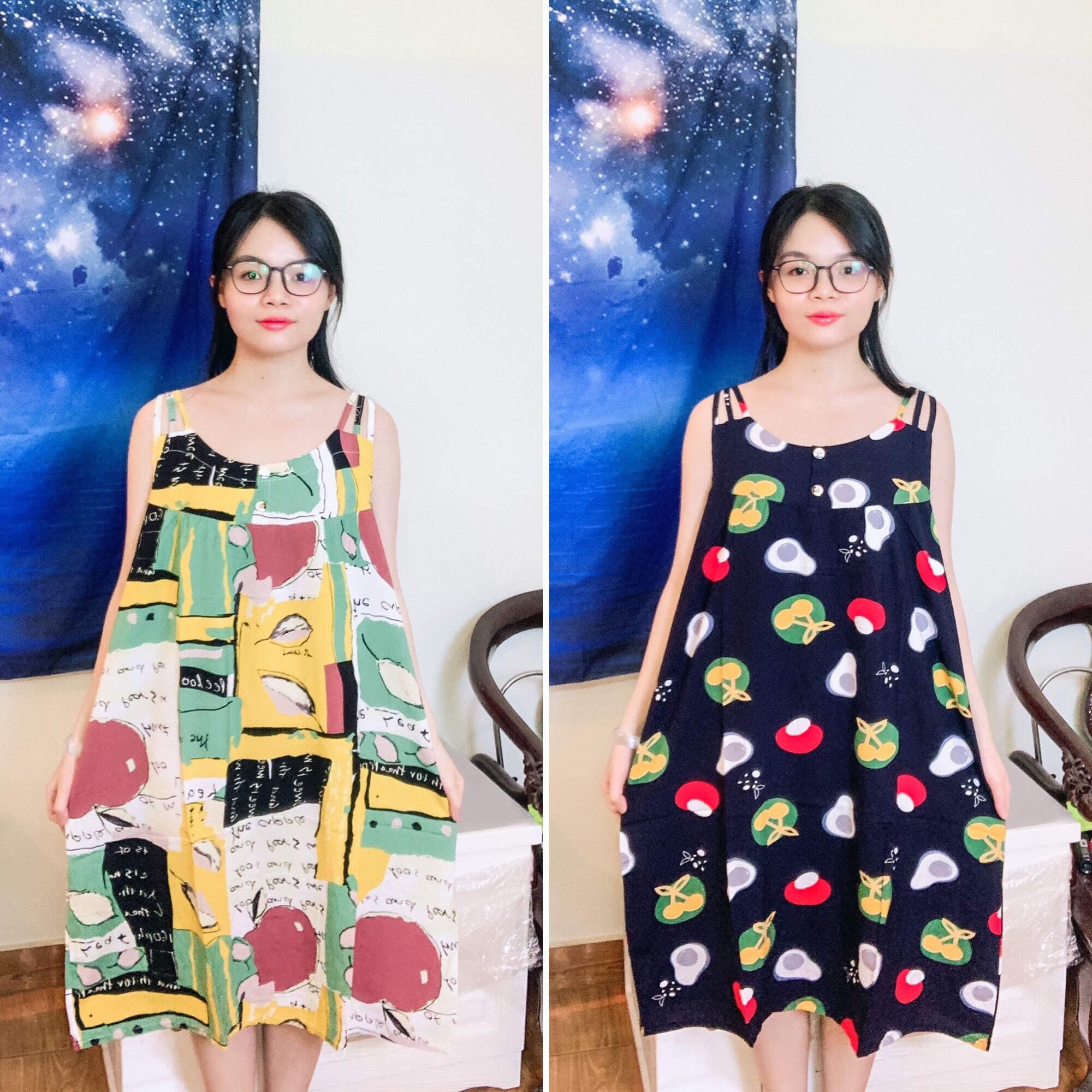 Đầm ngủ tôn lanh từ 50-70kg có túi bên hông