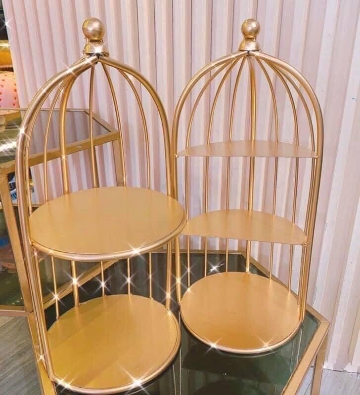 Lồng chim vàng 3tầng đựng mỹ phẫm